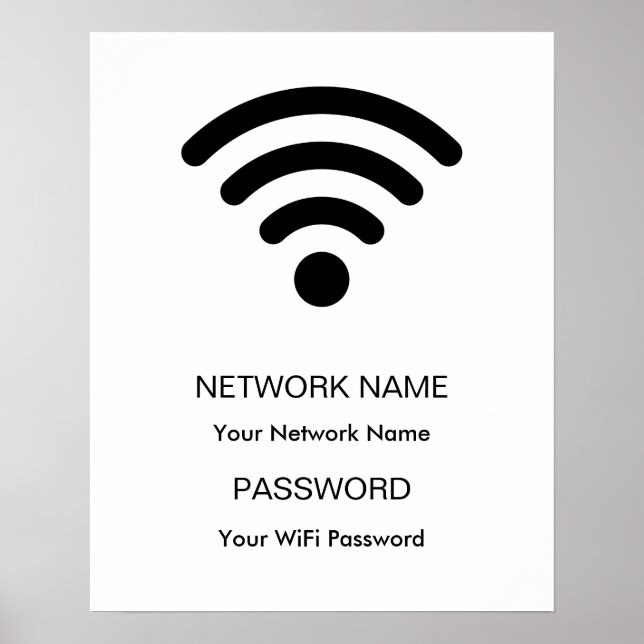 Poster Réseau Wifi personnalisé et mot de passe blanc (Devant)