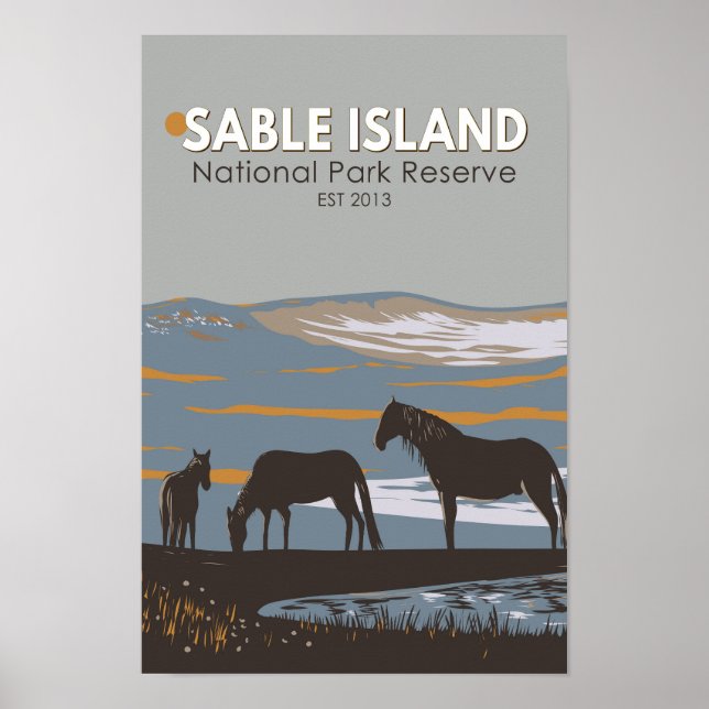 Poster Réserve de parc national de l'île Sable Canada Vin (Devant)