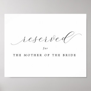 Poster Réservé Mère du Mariage de mariée signe