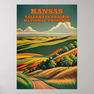 Poster Réserve nationale des Prairies du Kansas Tallgrass