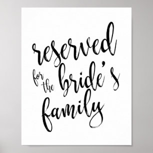 Poster Réservé pour la famille de mariée 8x10 Mariage Sig