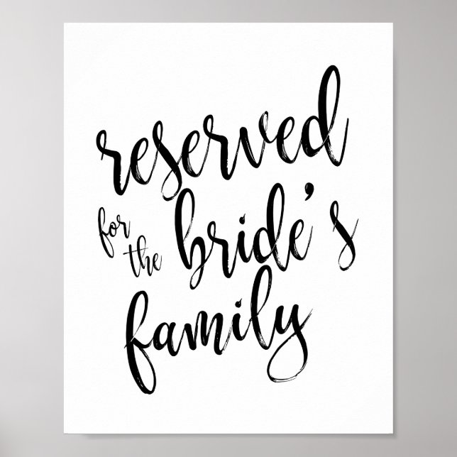 Poster Réservé pour la famille de mariée 8x10 Mariage Sig (Devant)