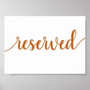 Poster Réservé simple Fall Orange Any Event Table