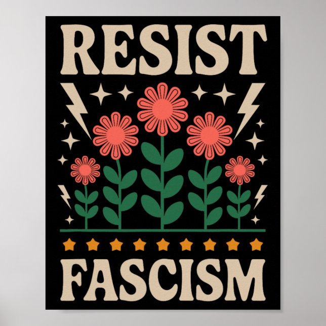 Poster Résister à la protestation contre le fascisme Trum (Devant)