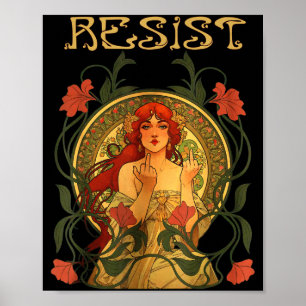 Poster Résister Art Nouveau Mucha Anti-trump Femmes Fémin