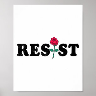 Poster Résister Féministe Fleur Rose Femmes Féminisme Vin
