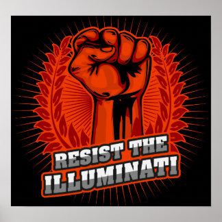Poster Résistez À L'Orange Illuminati Poing Levé