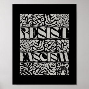 Poster Résistez au Fascisme Boho Floral Subtil Anti Trump
