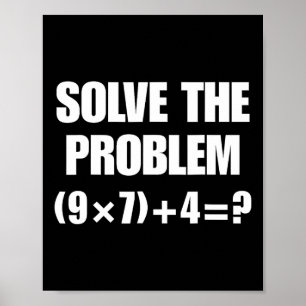 Poster Résoudre le problème – Équation mathématique drôle