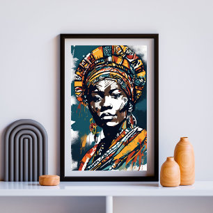 Poster Résoudre Regal -Afrocentré Bold Portrait Art Impri