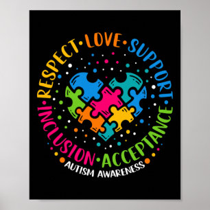 Poster Respect Amour Support Inclusion Coeur Puzzle Autis