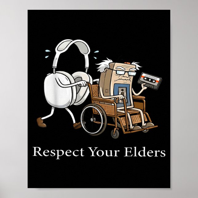 Poster Respect Your Elders Retro Gaming Funny Gamer Contr (Devant)