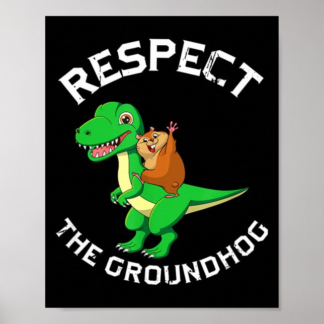 Poster Respecte la marmotte chevauchant un dinosaure Jour (Devant)