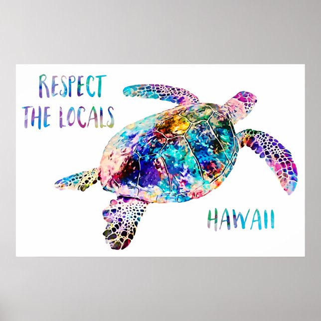 Poster Respectez la citation de la tortue marine locale T (Devant)