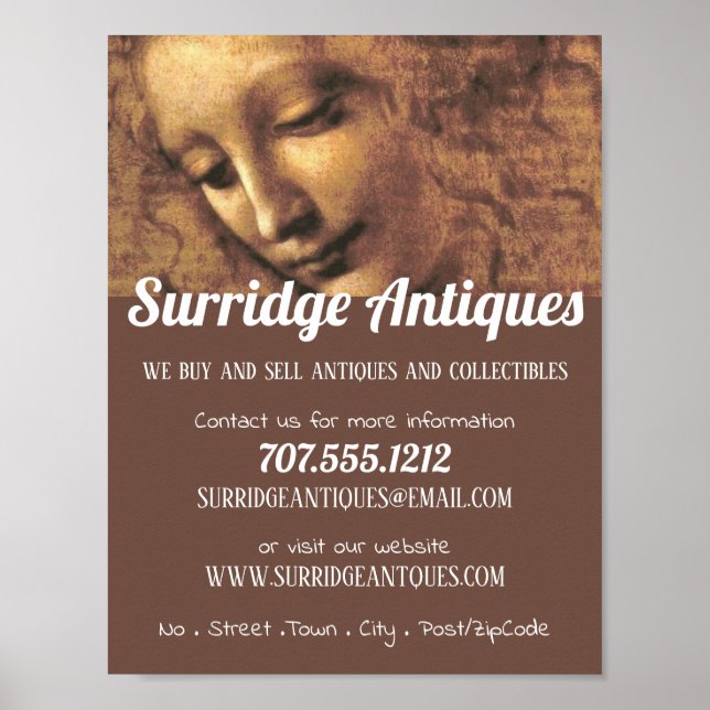 Poster Responsable d'une femme, Leonardo Da Vinci, Antiqu (Devant)