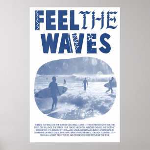 Poster Ressentez les vagues Surf Print Art de l'océan ble