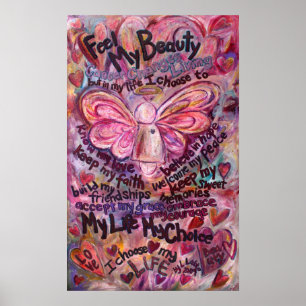 Poster Ressentez ma beauté Ange du cancer rose rose