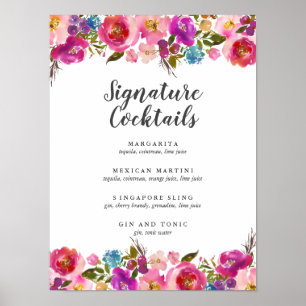 Poster Ressort   Pink Floral Signature Cocktail Menu