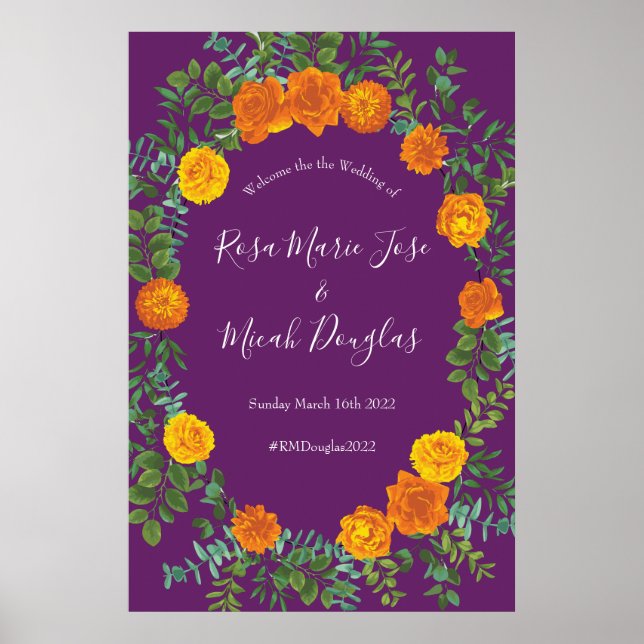 Poster Ressort Rose orange violet Mariage (Devant)