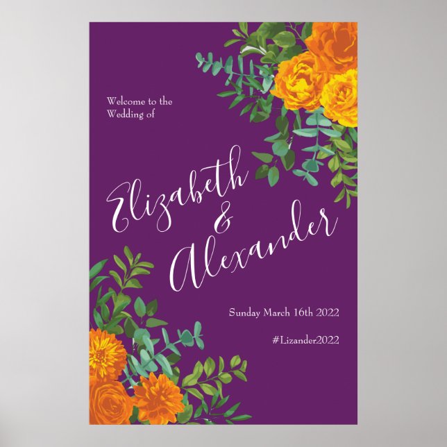 Poster Ressort Rose orange violet Mariage (Devant)
