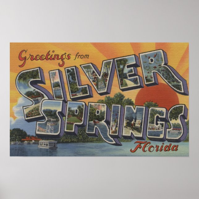Poster Ressorts d'argent, Floride - Grandes lettres Scène (Devant)