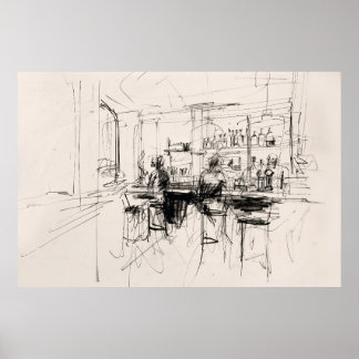 Poster Restaurant Abstrait - Scène Bar -