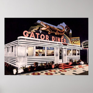 Poster Restaurant de wagon-restaurant d'alligator de St
