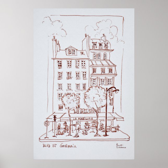 Poster Restaurant sur Boulevard | Saint-Germain, Paris (Devant)