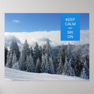 Poster Restez au calme et skis en hiver