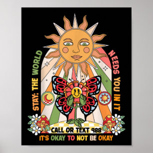 Poster Restez au monde a besoin que vous appelez 988 Prév