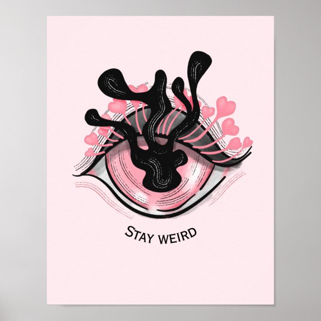 Poster Restez bizarre Goth Rose Oeil Déplaisant Horreur W (Devant)