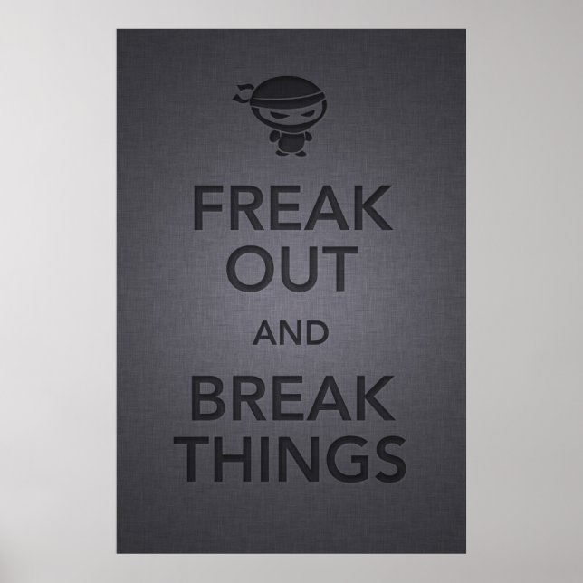 Poster restez calme et continuez à ninja en colère (Devant)