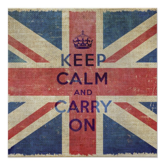 Poster Restez calme et continuez avec le drapeau du Royau (Devant)