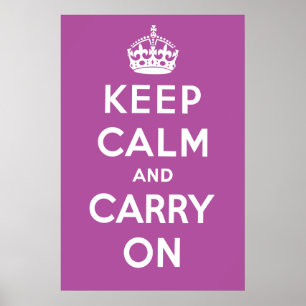 Poster Restez calme et continuez sur l'affiche - violet