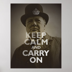 Poster Restez Calme Et Continuez Sur Winston Churchill