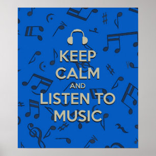 Poster restez calme et écoutez l'affiche musicale