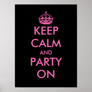 Poster Restez calme et faire la fête sur l'affiche   Pers