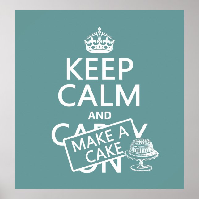 Poster Restez calme et faites un gâteau (Devant)