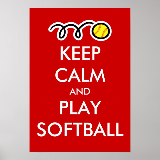 Poster Restez calme et jouez à l'affiche de softball (Devant)