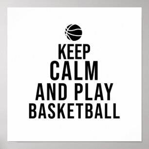 Poster restez calme et jouez au basket-ball