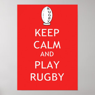 Poster Restez calme et jouez au rugby
