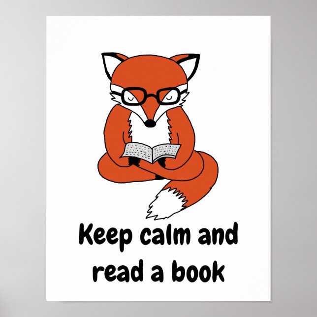 Poster Restez calme et lisez la citation du livre fox pos (Devant)