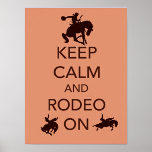 Poster Restez calme et Rodeo Sur l'affiche cowboy cowgirl