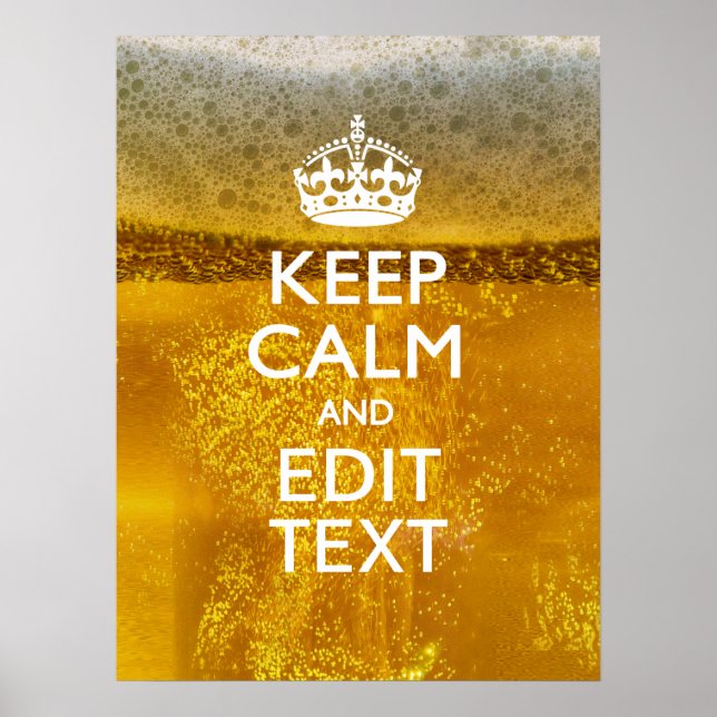 Poster Restez calme et votre texte pour une grande bière (Devant)