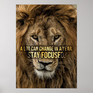 Poster Restez concentrés, Lion, résolution du nouvel an