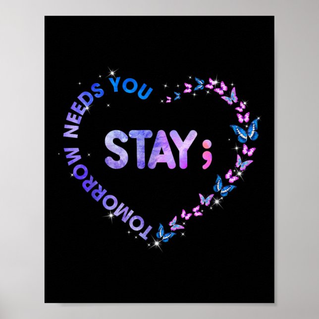 Poster Restez Demain A Besoin De Vous Semicolon Coeur Sui (Devant)
