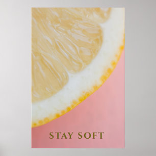 Poster Restez doux : Art minimaliste Citron et Rose paste