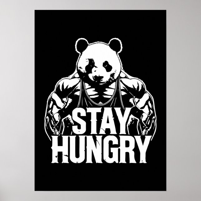 Poster Restez Faim, Gym Panda, Bodybuilding Motivation (Devant)
