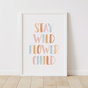 Poster Restez Fleurs Fleurs Filles Boho Girls Décor Chamb