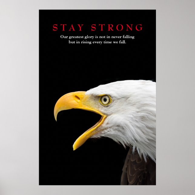 Poster Restez fort Motivationnel de l'aigle chauve (Devant)